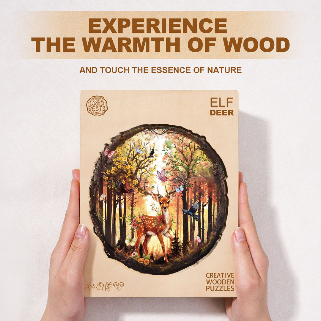 Elf Deer Wooden Jigsaw Puzzle