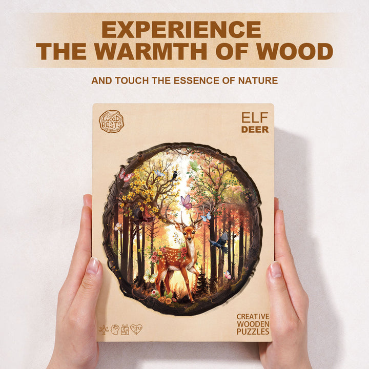 Elf Deer Wooden Jigsaw Puzzle