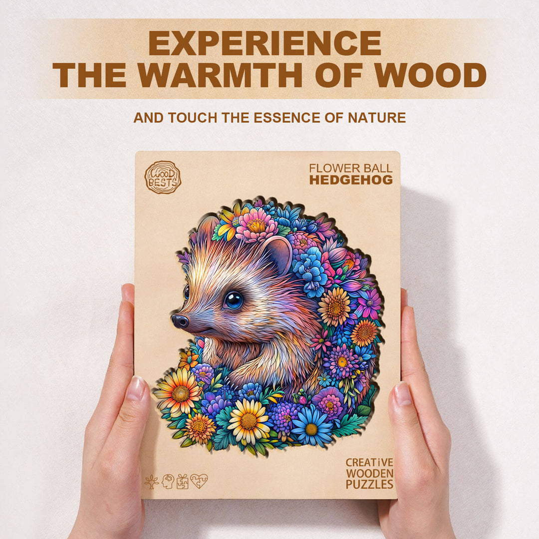 Flower ball hedgehog Wooden Jigsaw Puzzle