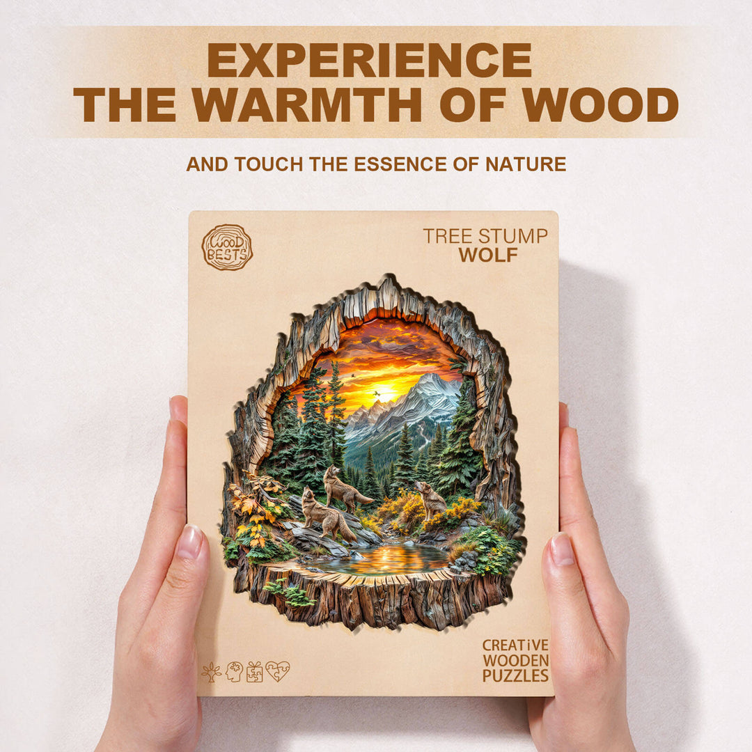 Tree stump Wolf Wooden Jigsaw Puzzle