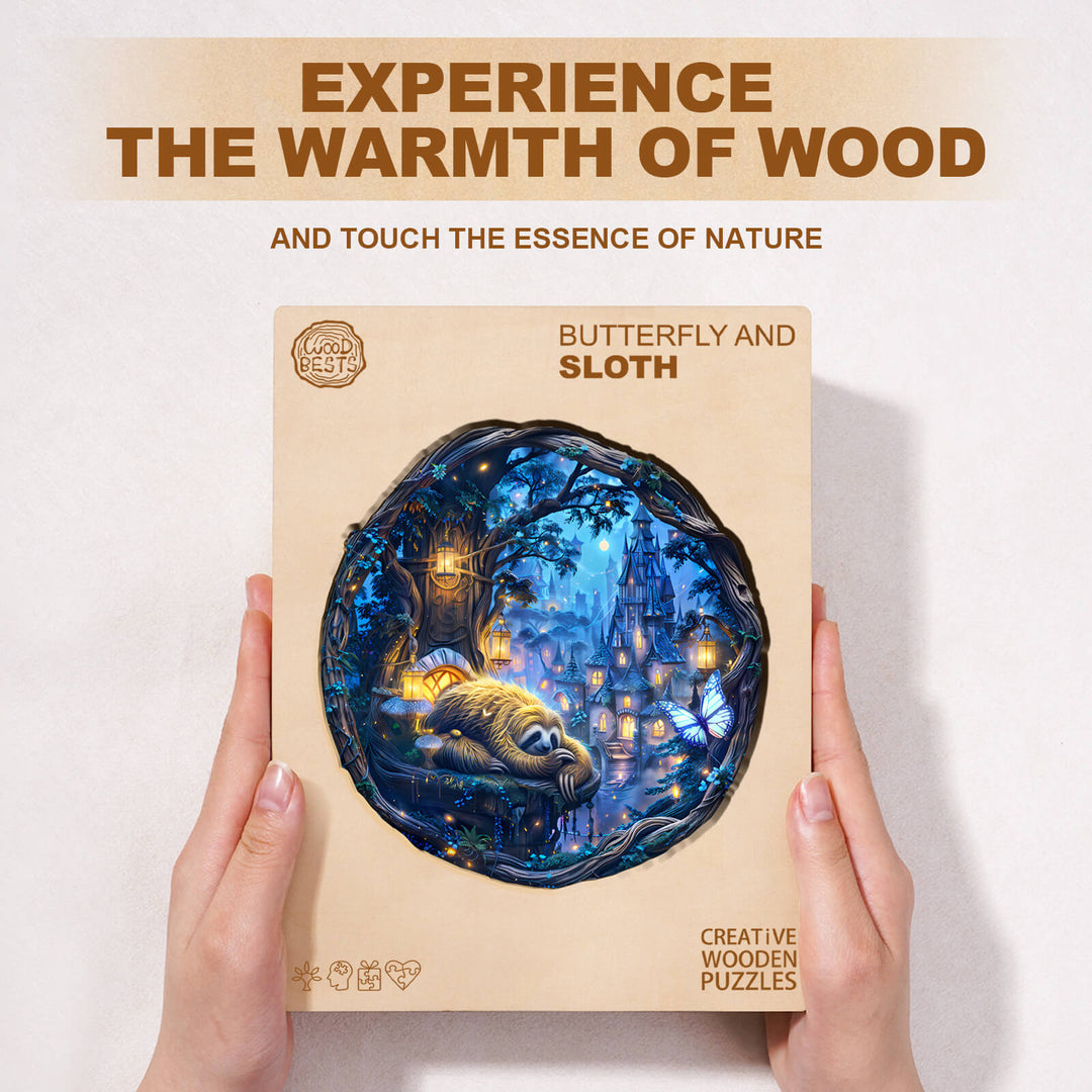 Schmetterling- und Faultier-Holzpuzzle