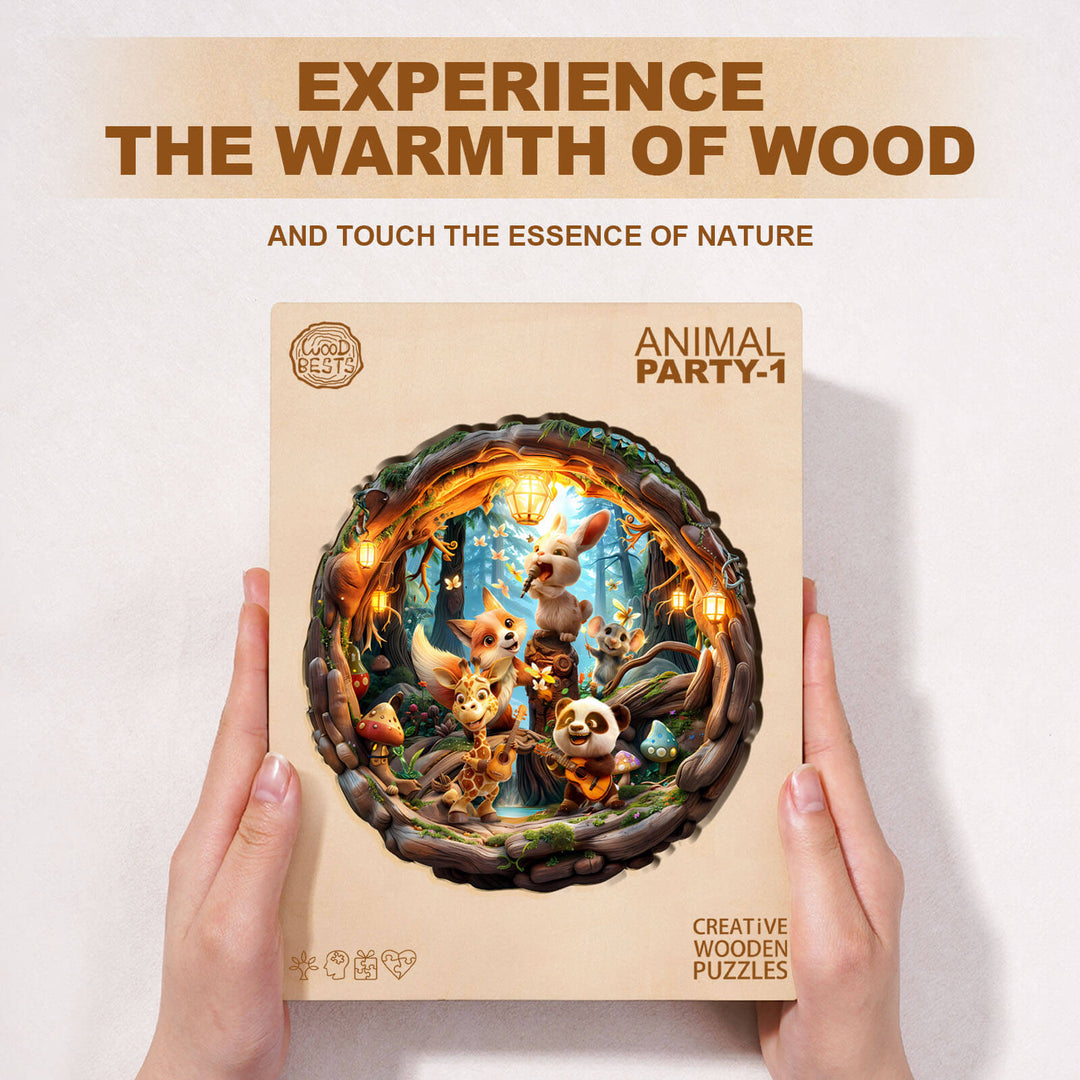 Animal party-1 Wooden Jigsaw Puzzle