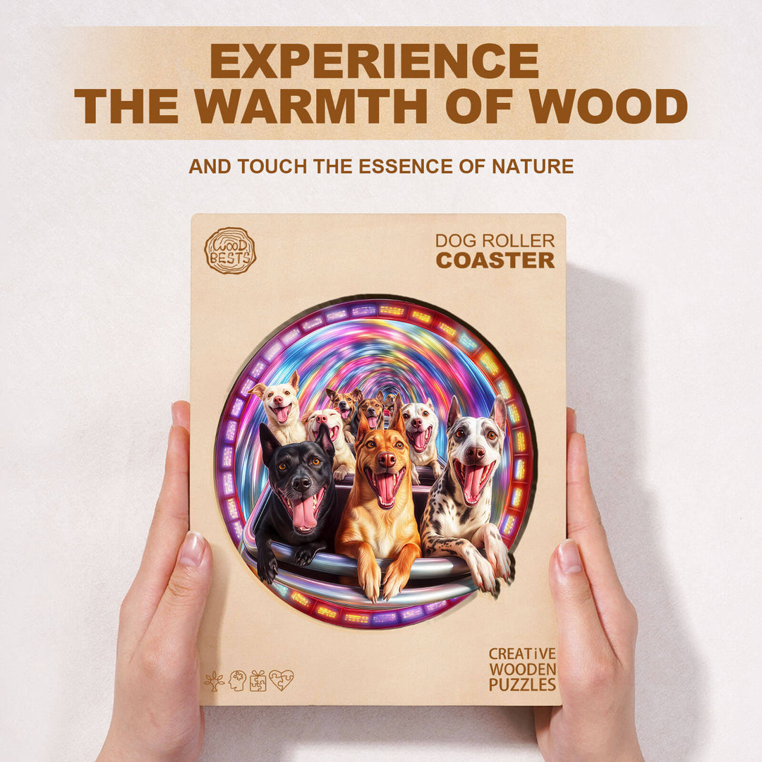 Dog Roller Coaster Wooden Jigsaw Puzzle