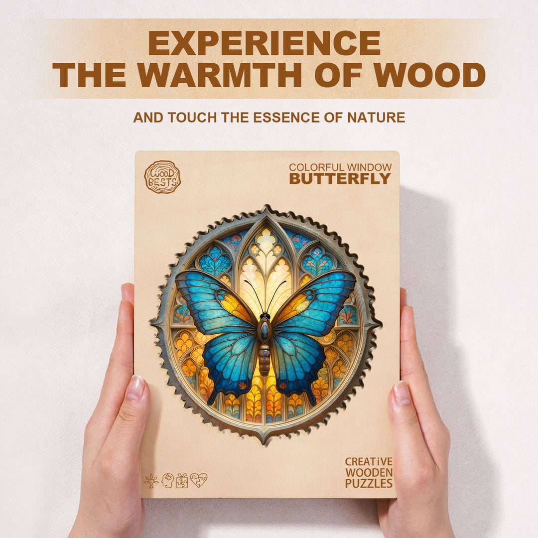 Colorful window butterfly Wooden Jigsaw Puzzle