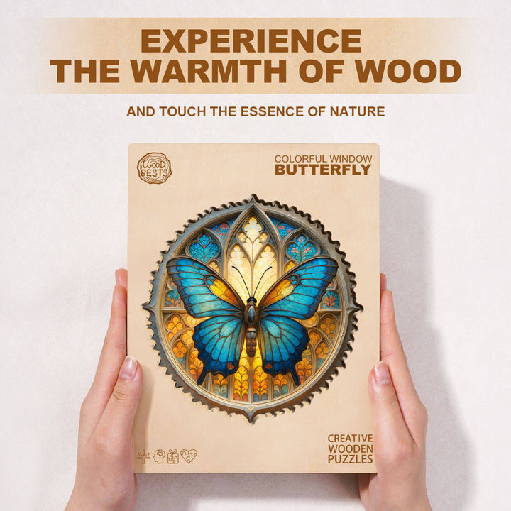 Colorful window butterfly Wooden Jigsaw Puzzle