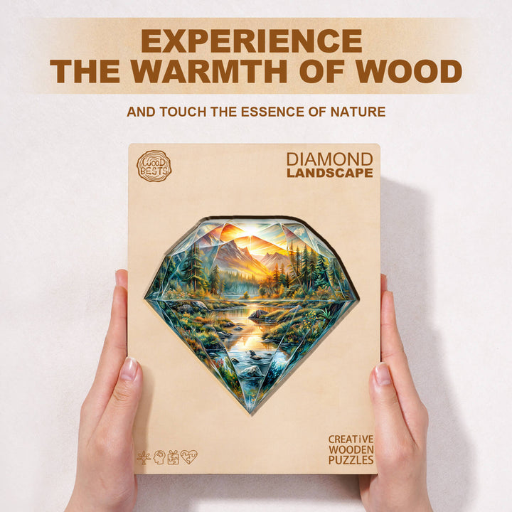 Diamond Landscape Wooden Jigsaw Puzzle showcasing a scenic design, emphasizing nature and focus through puzzle solving.