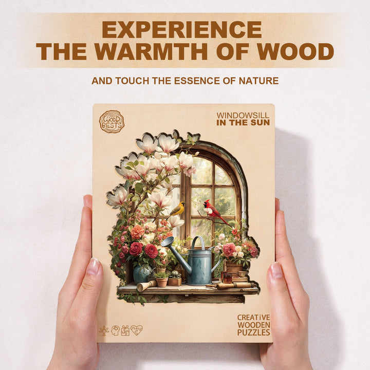 Windowsill in the sun Wooden Jigsaw Puzzle