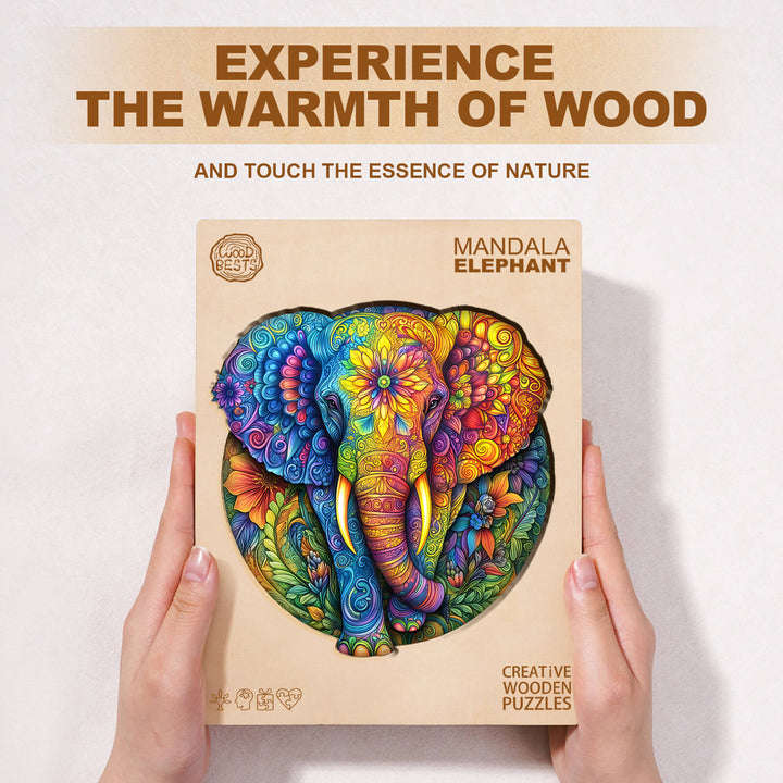 Mandala Elephant Wooden Jigsaw Puzzle