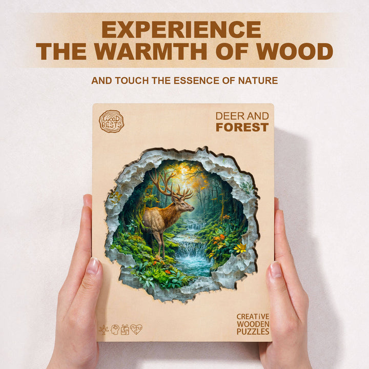 Hirsch und Wald Holz-Puzzle