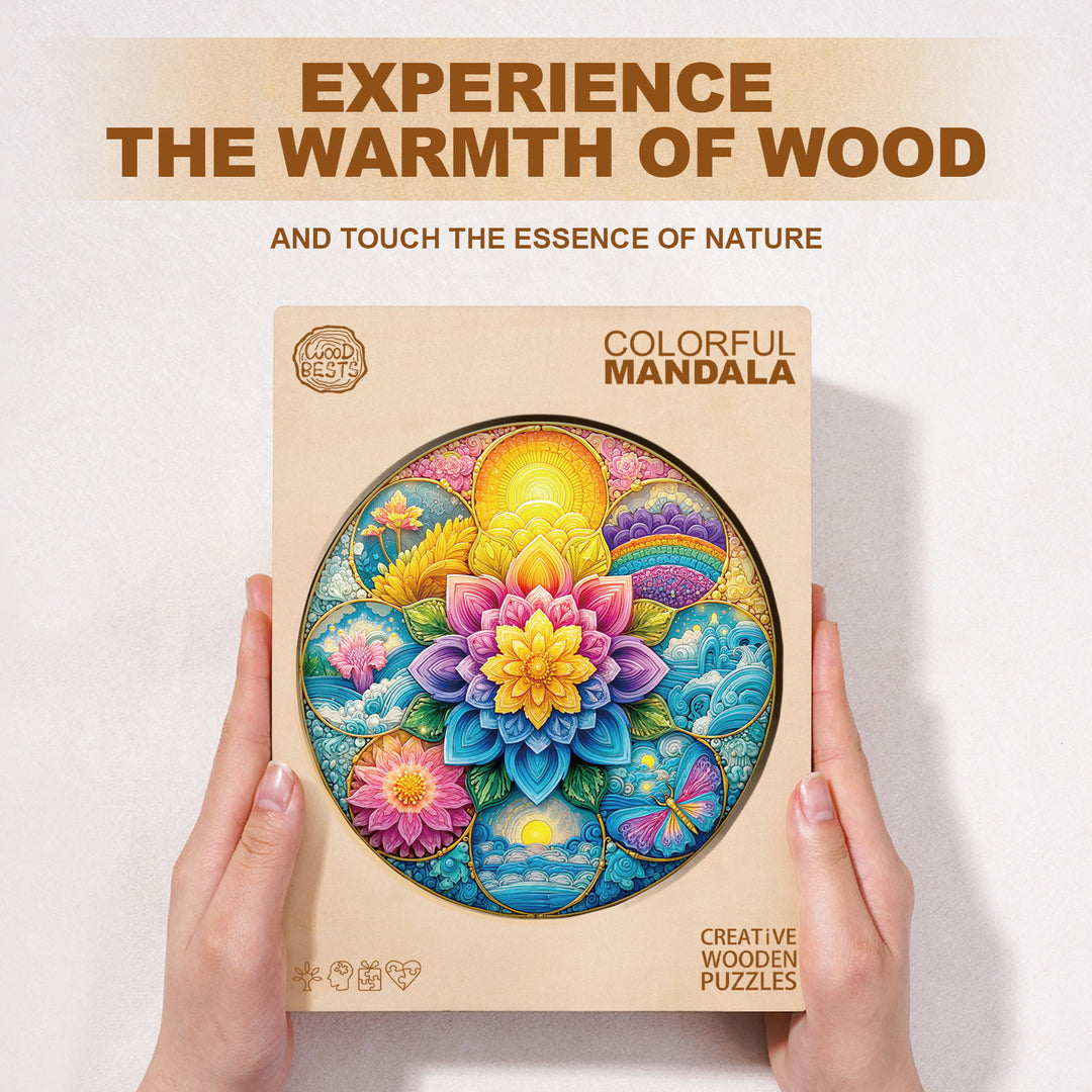 Colorful Mandala Wooden Jigsaw Puzzle