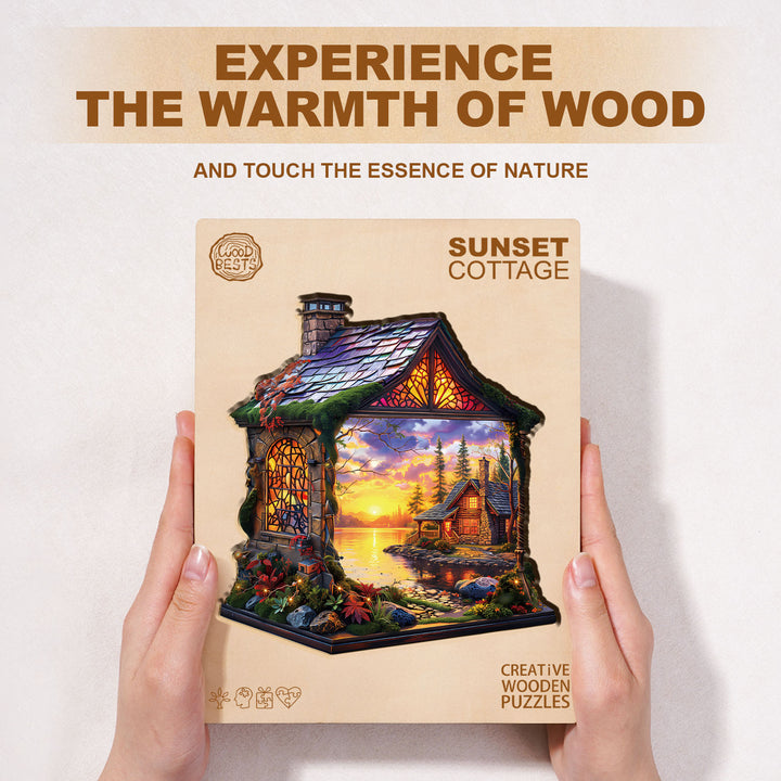 Sunset Cottage Wooden Jigsaw Puzzle