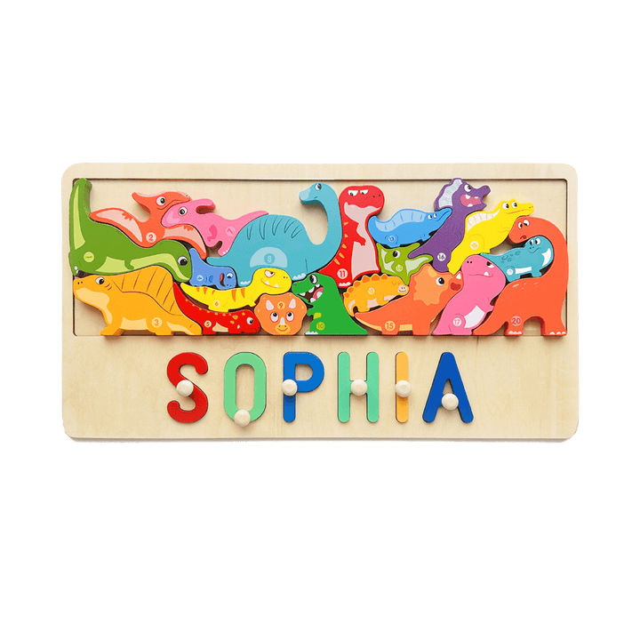 Personalized Baby Name Puzzle With Dinosaur