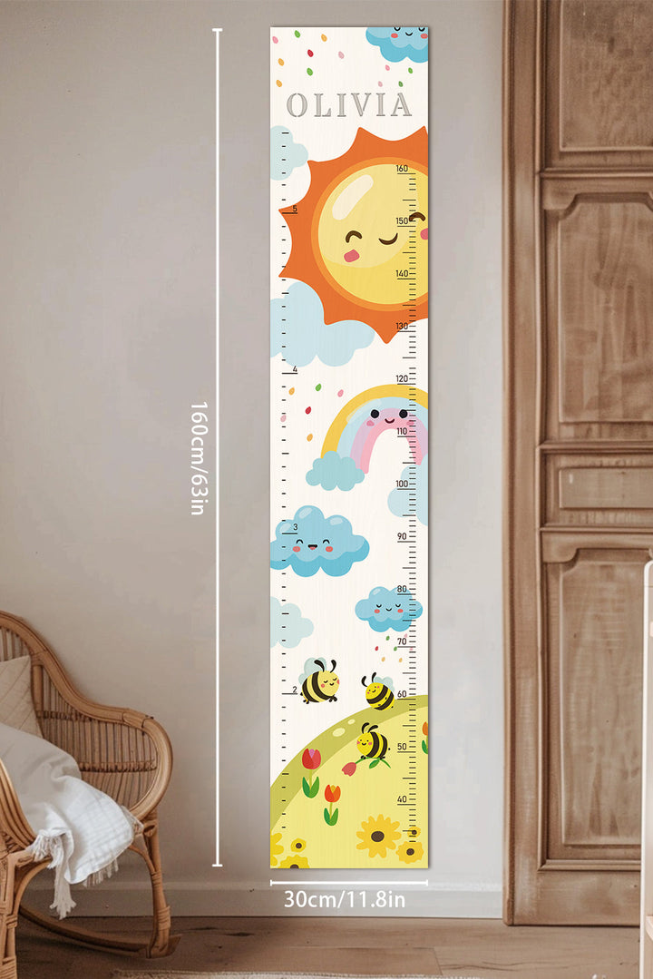 Personalisierte hölzerne Regenbogen-Wachstumstabelle Höhenmesser
