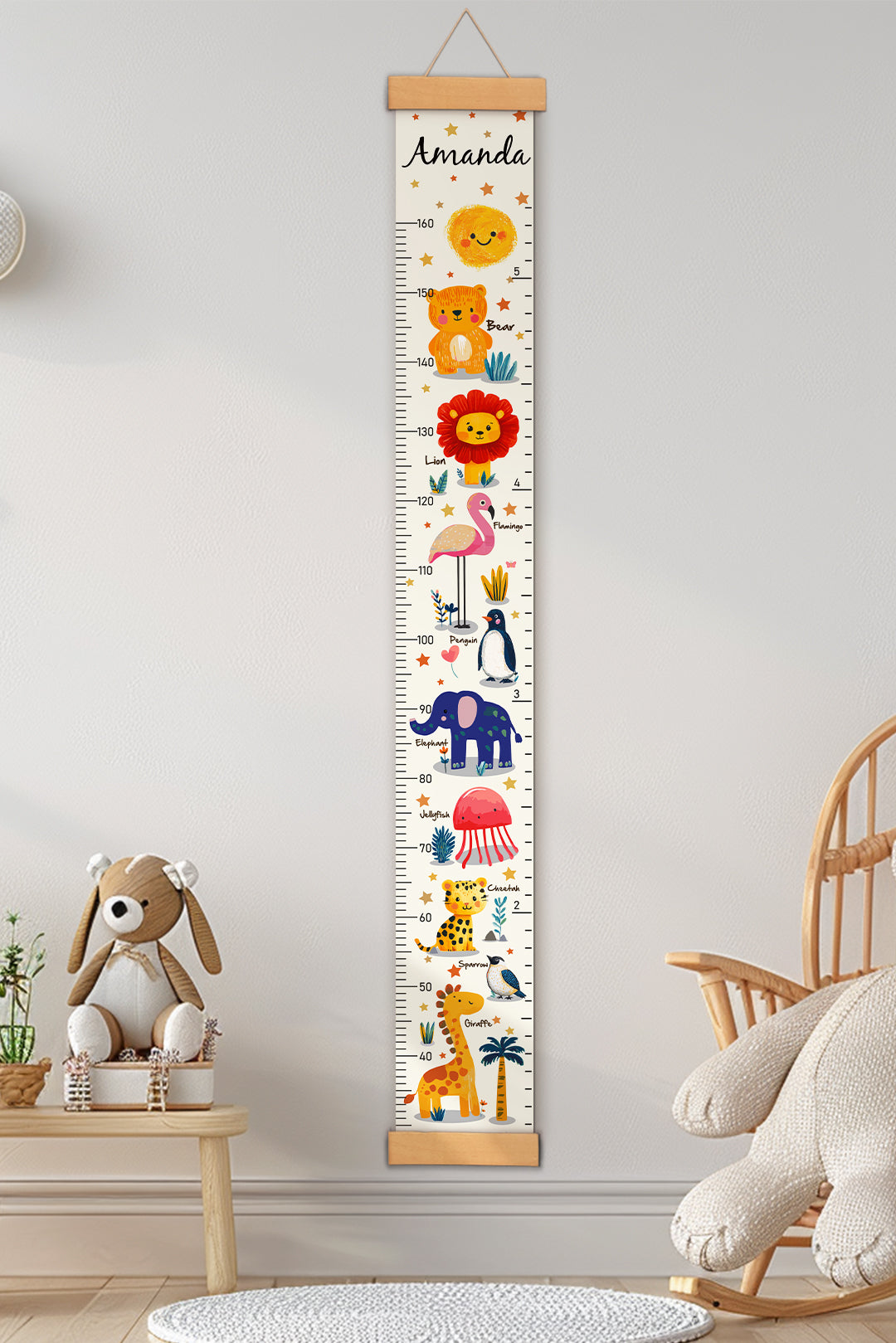 Personalisierter niedlicher Tier-Hängender Leinwand-Höhenmesser