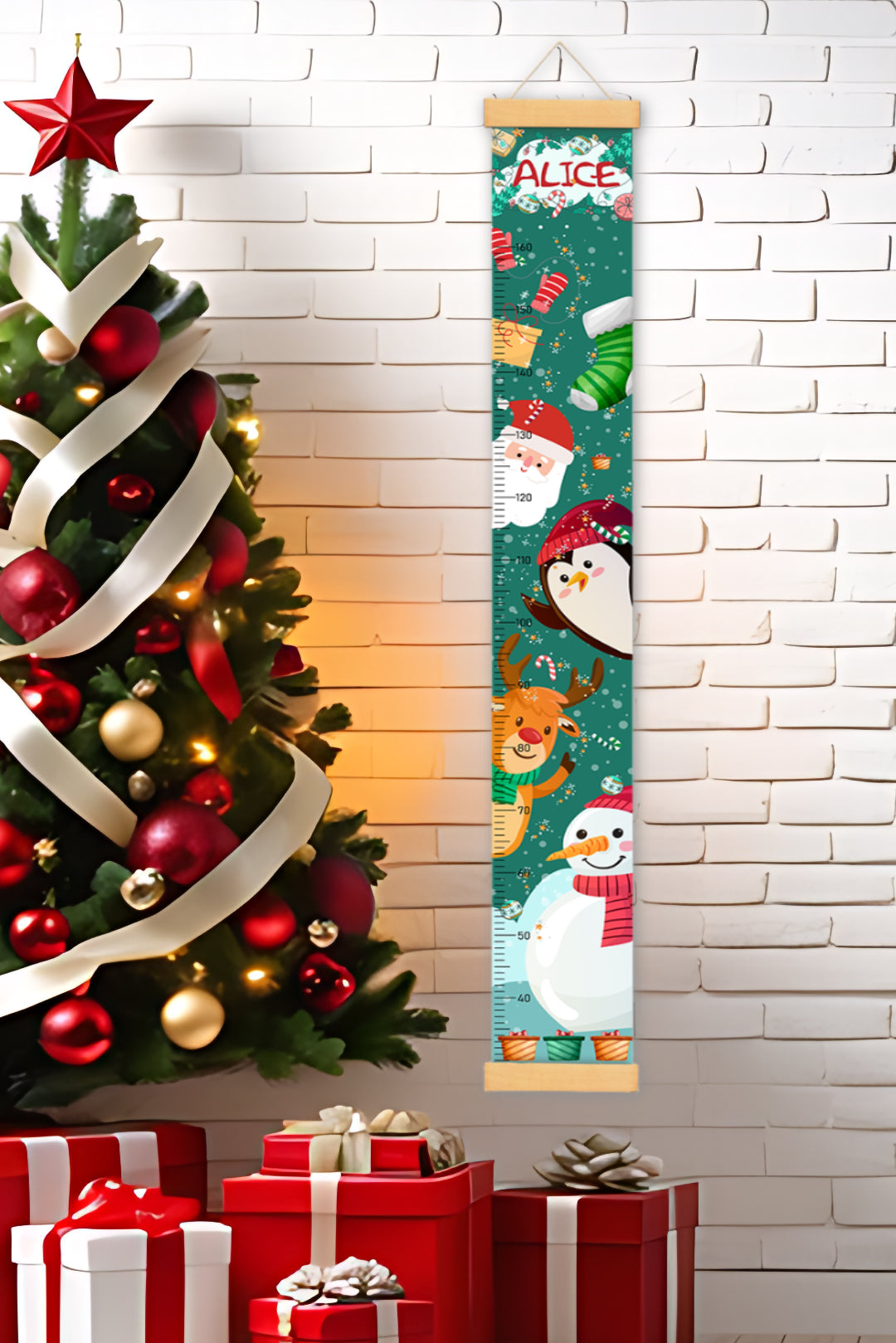 Règle de hauteur en toile suspendue Père Noël personnalisée