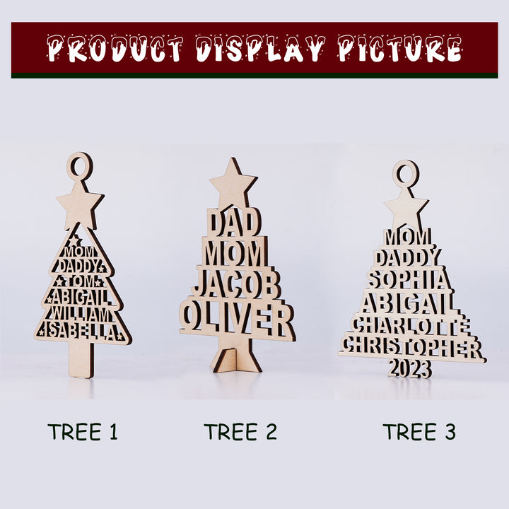 Personalized Christmas Tree Name Wooden Plaque