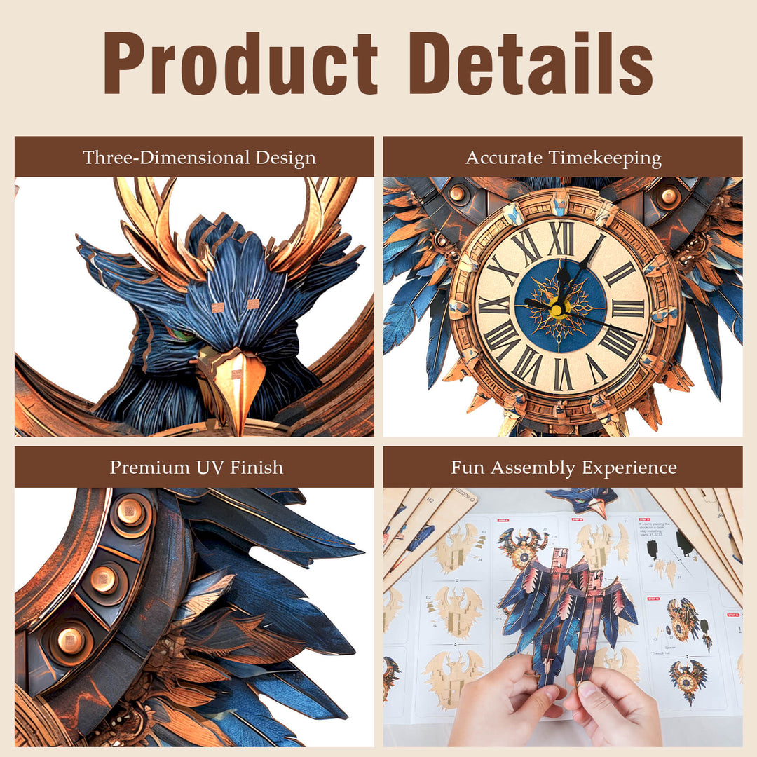 Thunderbird– DIY Wooden Clock, 3D Puzzle Craft Kit
