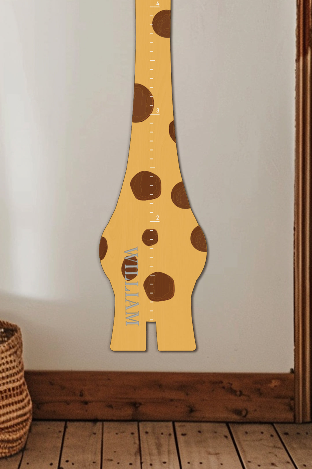 Règle de croissance girafe en bois personnalisée