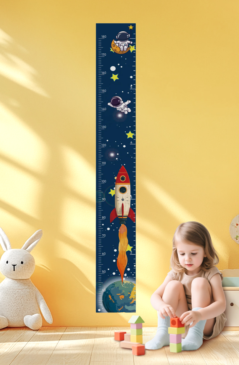 Autocollant mural graphique de croissance fusée Aventure spatiale