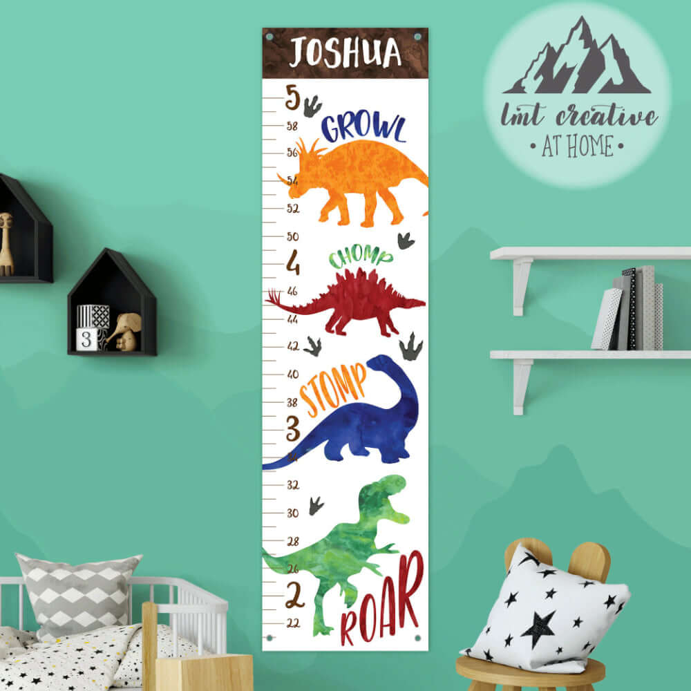 Règle de hauteur personnalisée en toile suspendue dinosaure