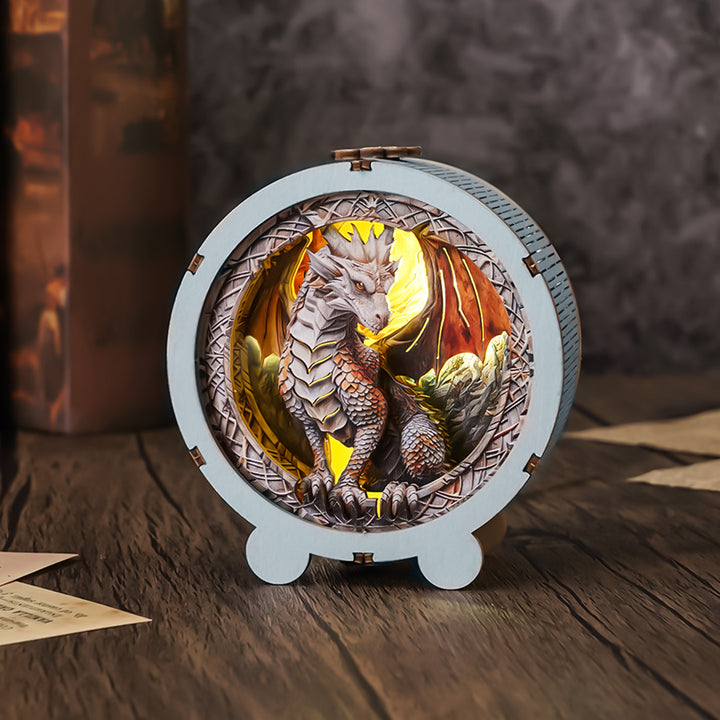 3D wooden puzzle night light featuring a stunning dragon design, ideal for unique home decor.