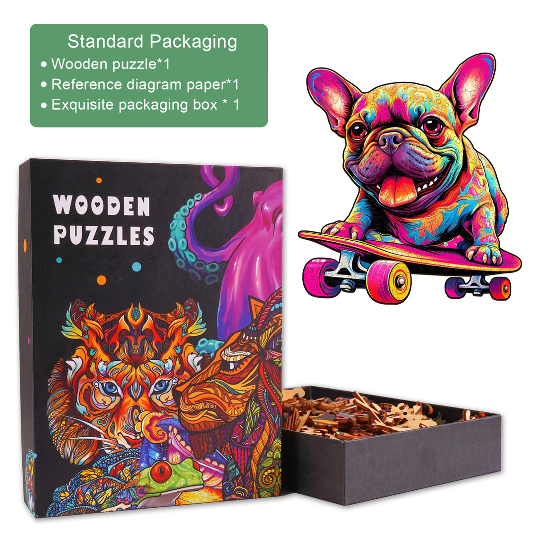 Skate Frenchie Wooden Jigsaw Puzzle