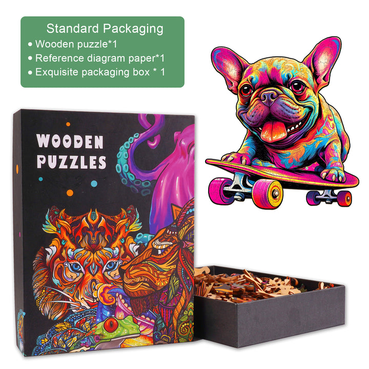 Skate Frenchie Wooden Jigsaw Puzzle