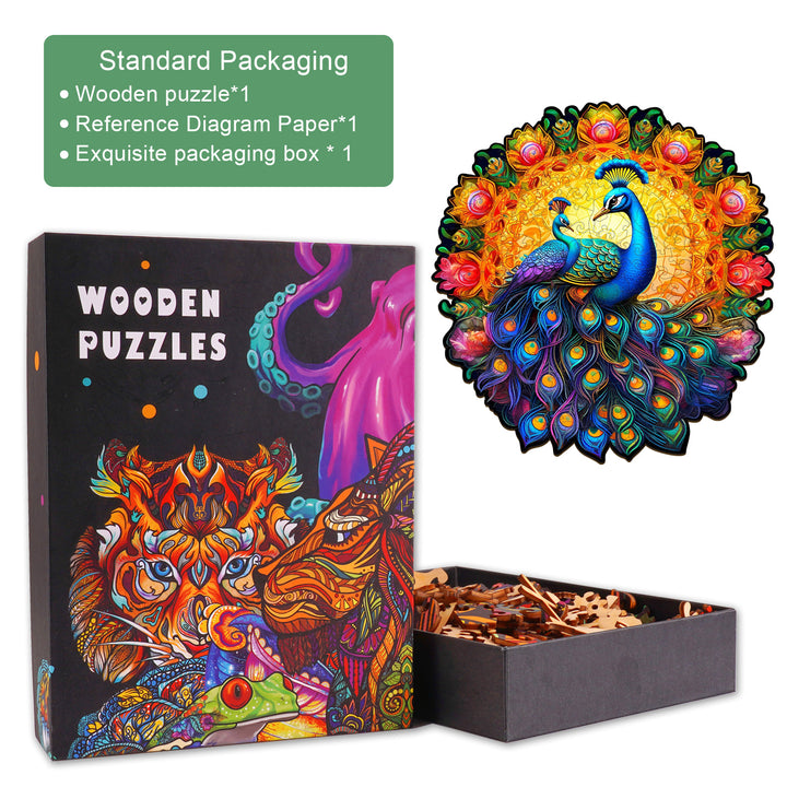 Peacock Family Wooden Jigsaw Puzzle