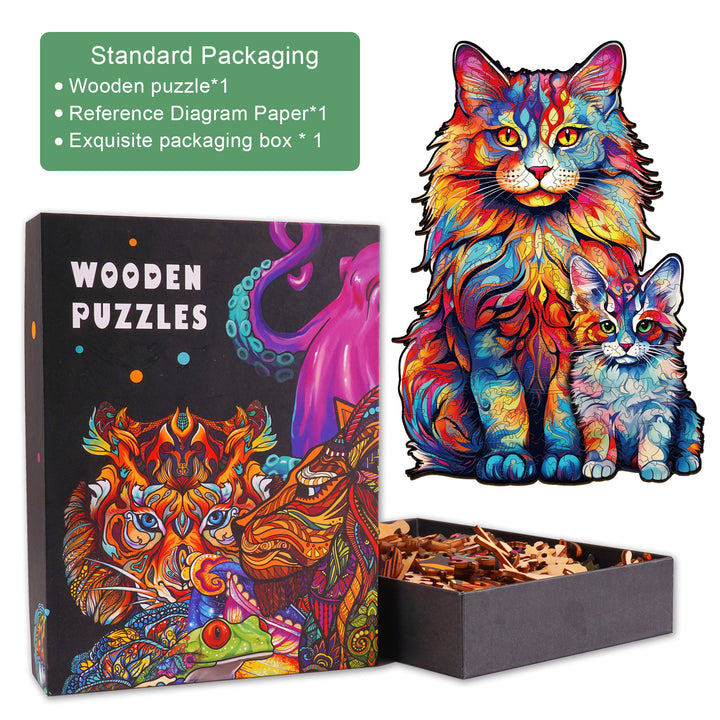 Maine Coon Family-2 Wooden Jigsaw Puzzle