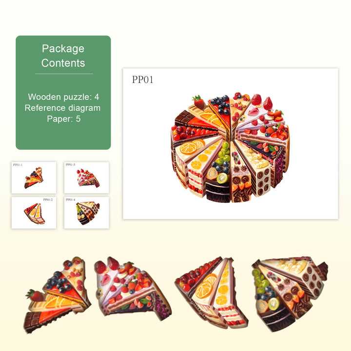 Delicious cake puzzle showcasing beautifully detailed cake slices, perfect for mind games and puzzle enthusiasts.