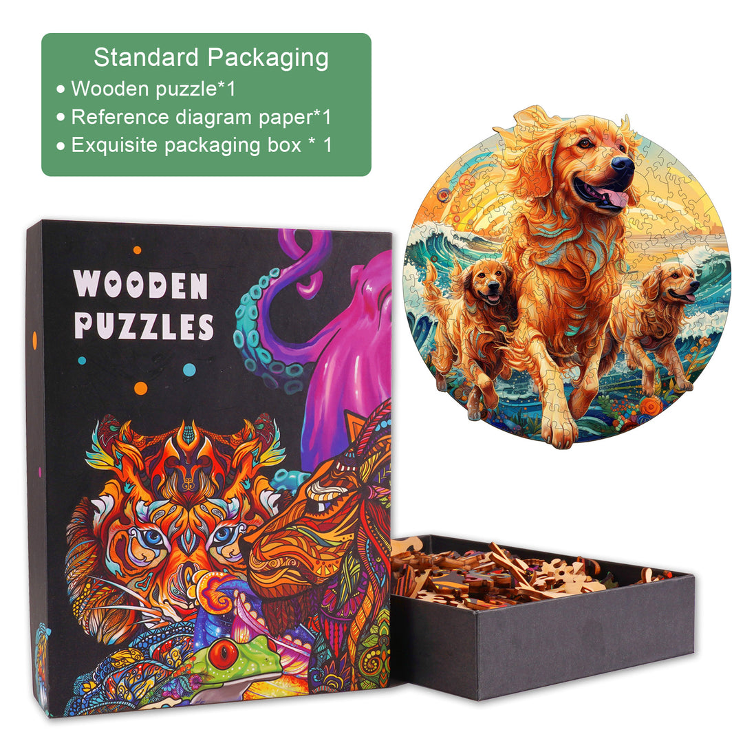 Beach Golden Family Wooden Jigsaw Puzzle