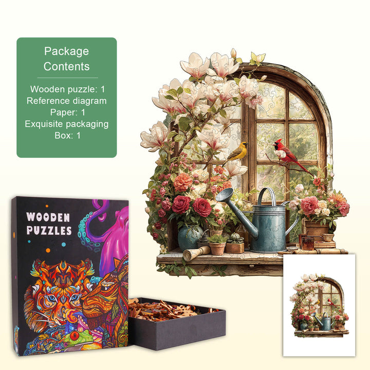 Windowsill in the sun Wooden Jigsaw Puzzle