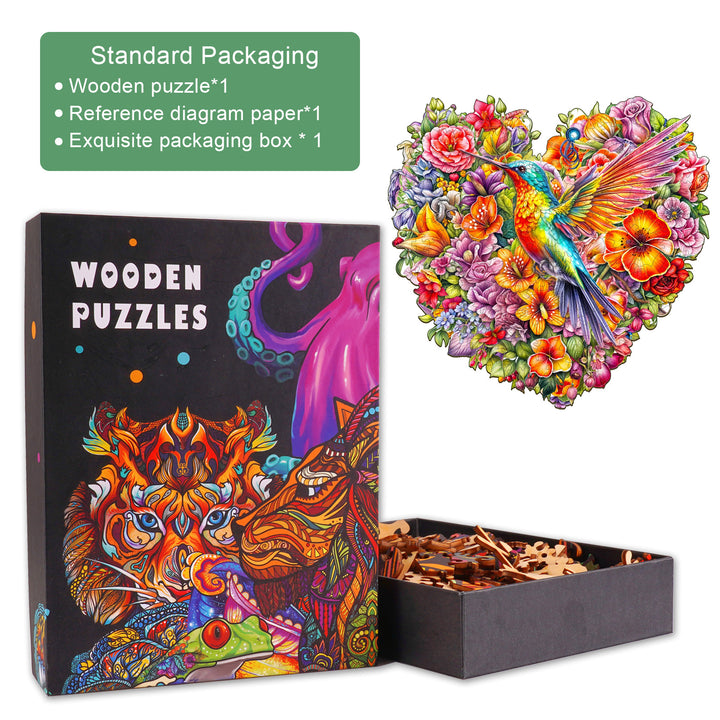 Hummingbird and Flower Wooden Jigsaw Puzzle