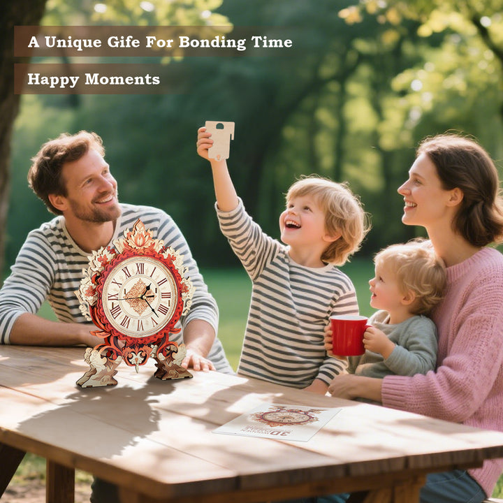 Fire Flame Flower– DIY Wooden Clock, 3D Puzzle Craft Kit