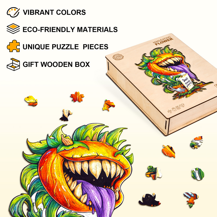 Man-eating flower Wooden Jigsaw Puzzle