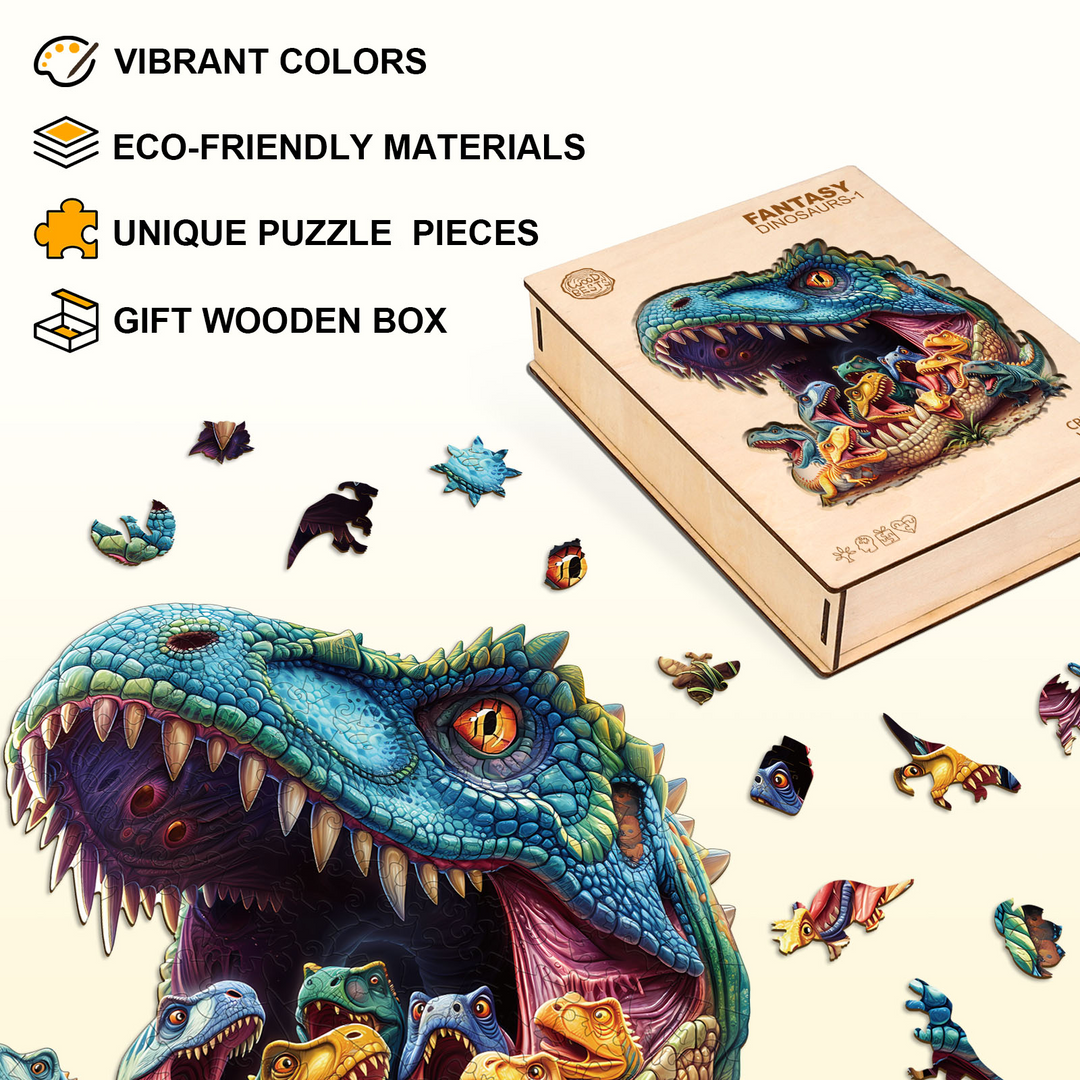 Fantasy Dinosaurs-1 Wooden Jigsaw Puzzle