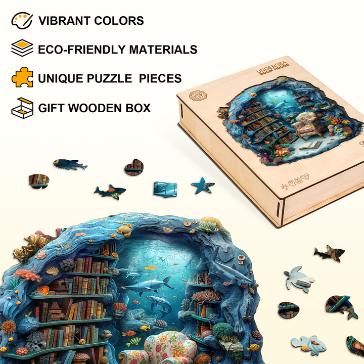 Undersea Book House Wooden Jigsaw Puzzle