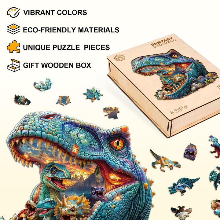 Fantasy Dinosaurs-2 Wooden Jigsaw Puzzle