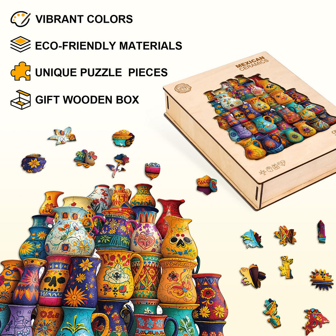 Mexican ceramics Wooden Jigsaw Puzzle