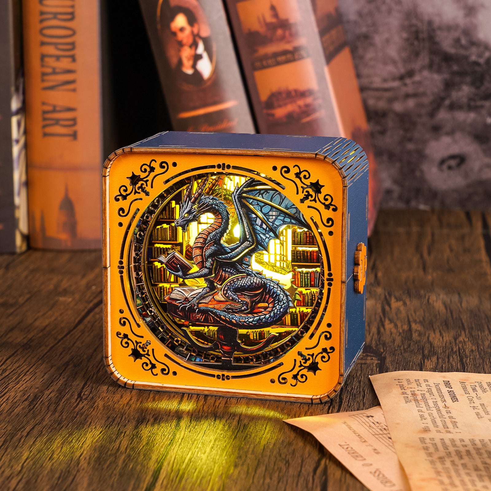 Woodbests 3D Wooden Puzzle Night Light, 3D Puzzle Night Lamp - Library ...