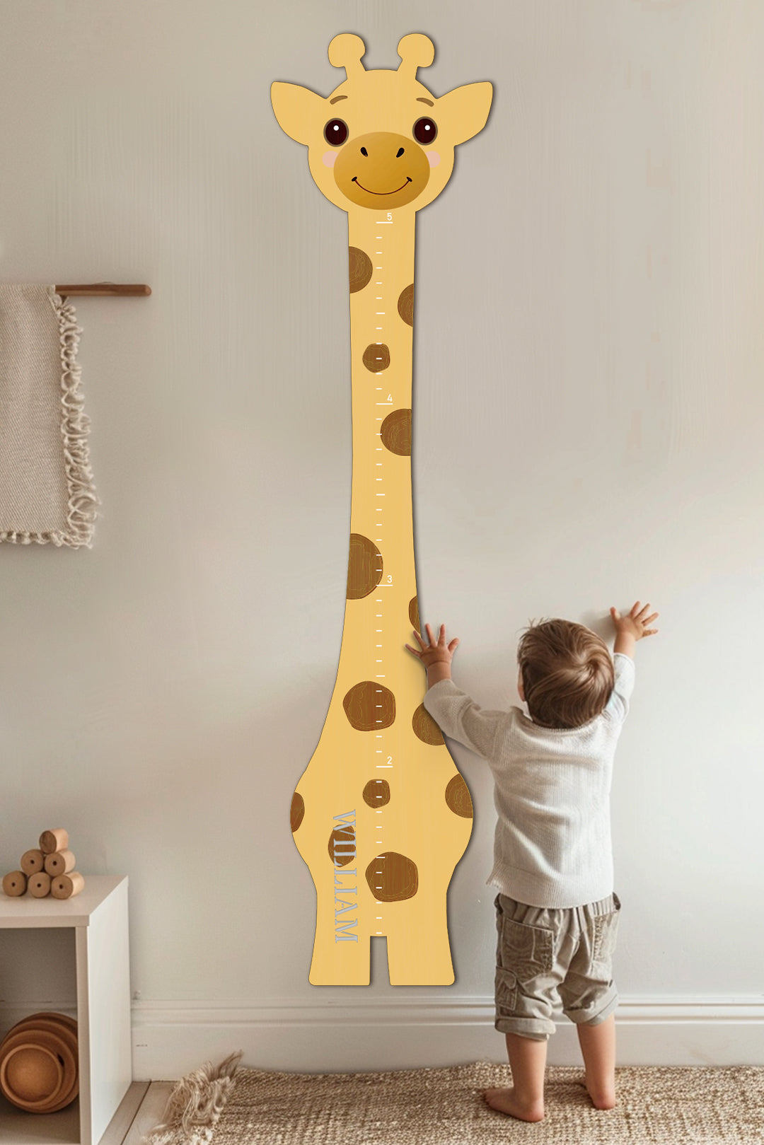 Règle de croissance girafe en bois personnalisée