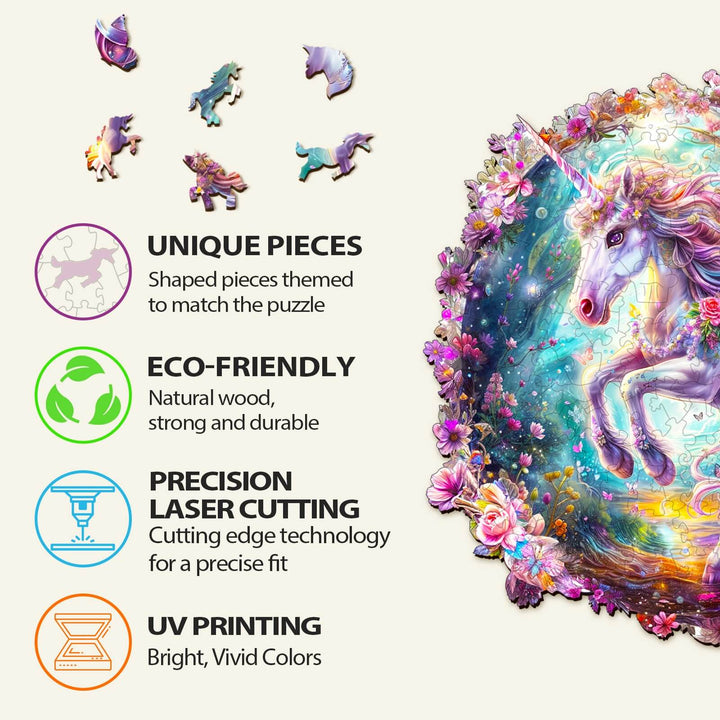 Elf Pony wooden jigsaw puzzle features unique, eco-friendly pieces with precision laser cutting and vibrant UV printing.