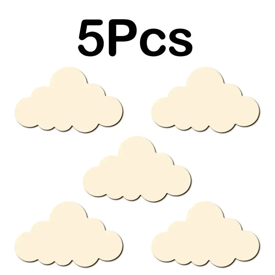 Set of 5 decorative clouds for arts and crafts, soft beige color, perfect for creative projects and home decor.