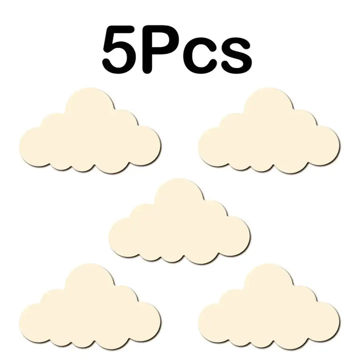 Set of 5 decorative clouds for arts and crafts, soft beige color, perfect for creative projects and home decor.