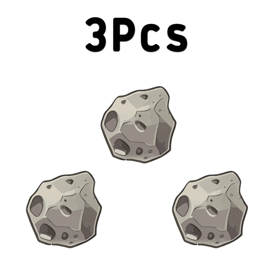 Three cartoon asteroids in a set of 3, ideal for space-themed decor or educational purposes.
