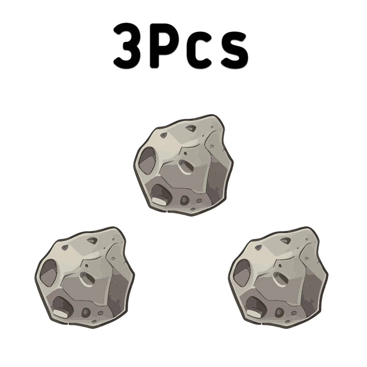 Three cartoon asteroids in a set of 3, ideal for space-themed decor or educational purposes.