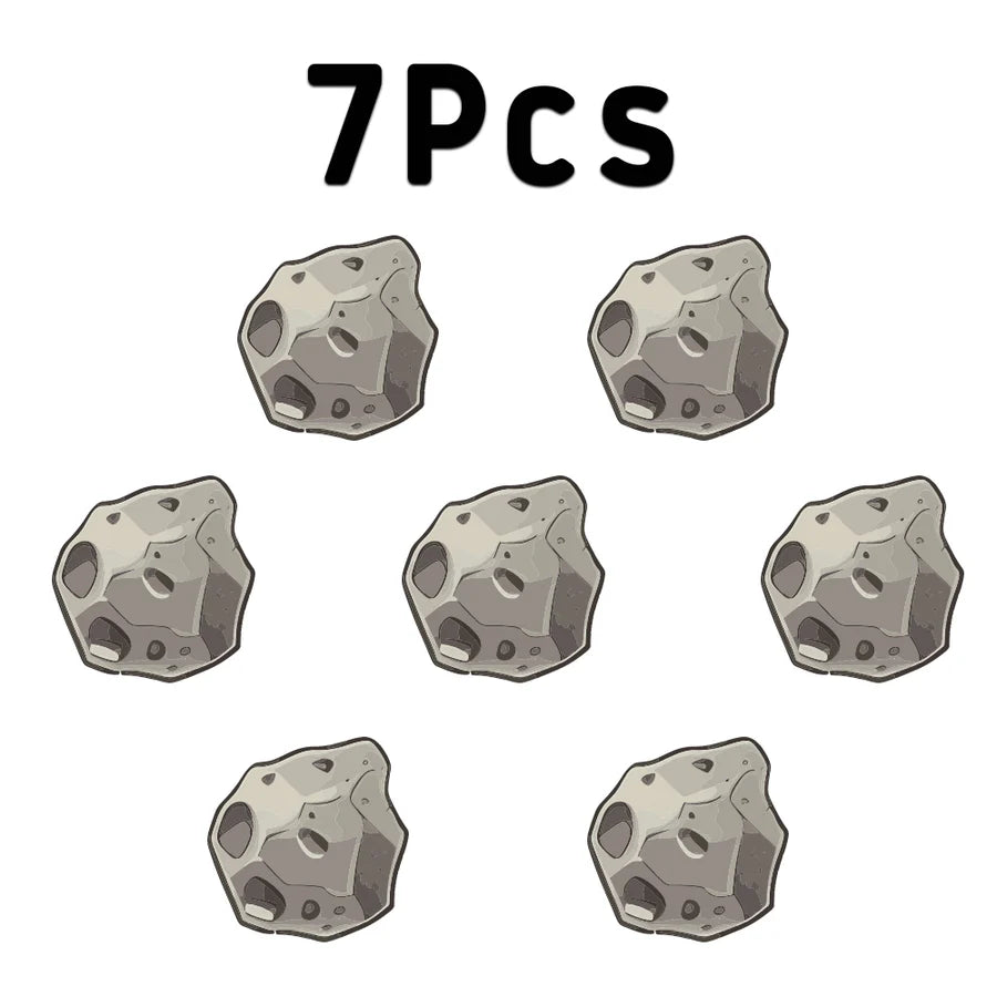 Set of 7 pieces of detailed asteroid designs for creative projects and decorations.