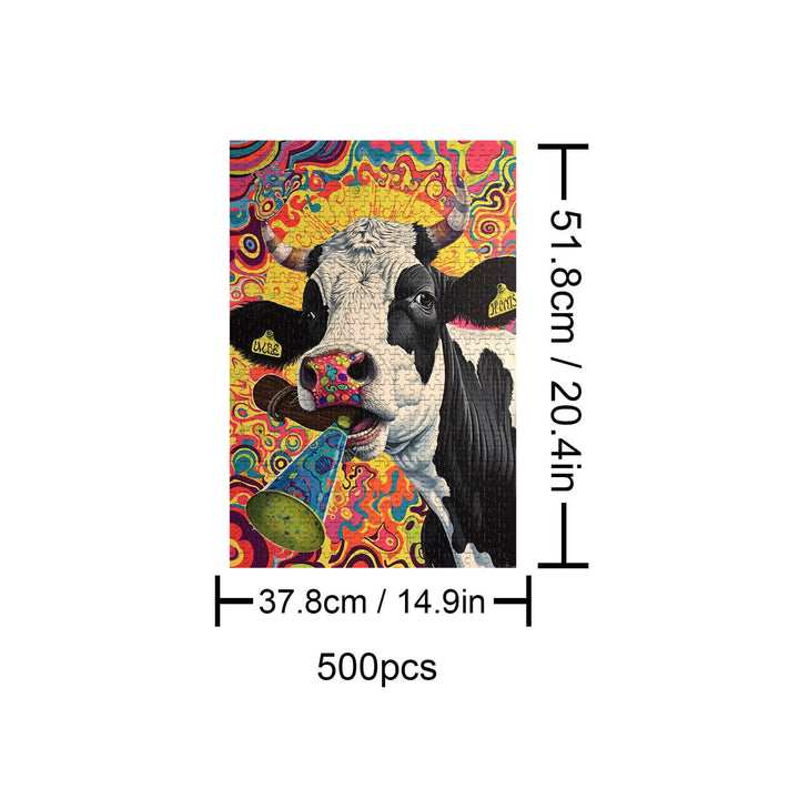 Crazy Cow 500 piece jigsaw puzzle featuring a vibrant design to boost focus and cognitive skills.