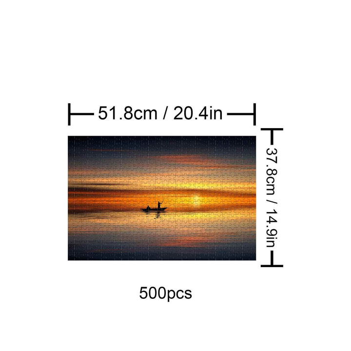 Boatman at Sunset 500 piece jigsaw puzzle, ideal for enhancing focus and cognitive skills during puzzle-solving.