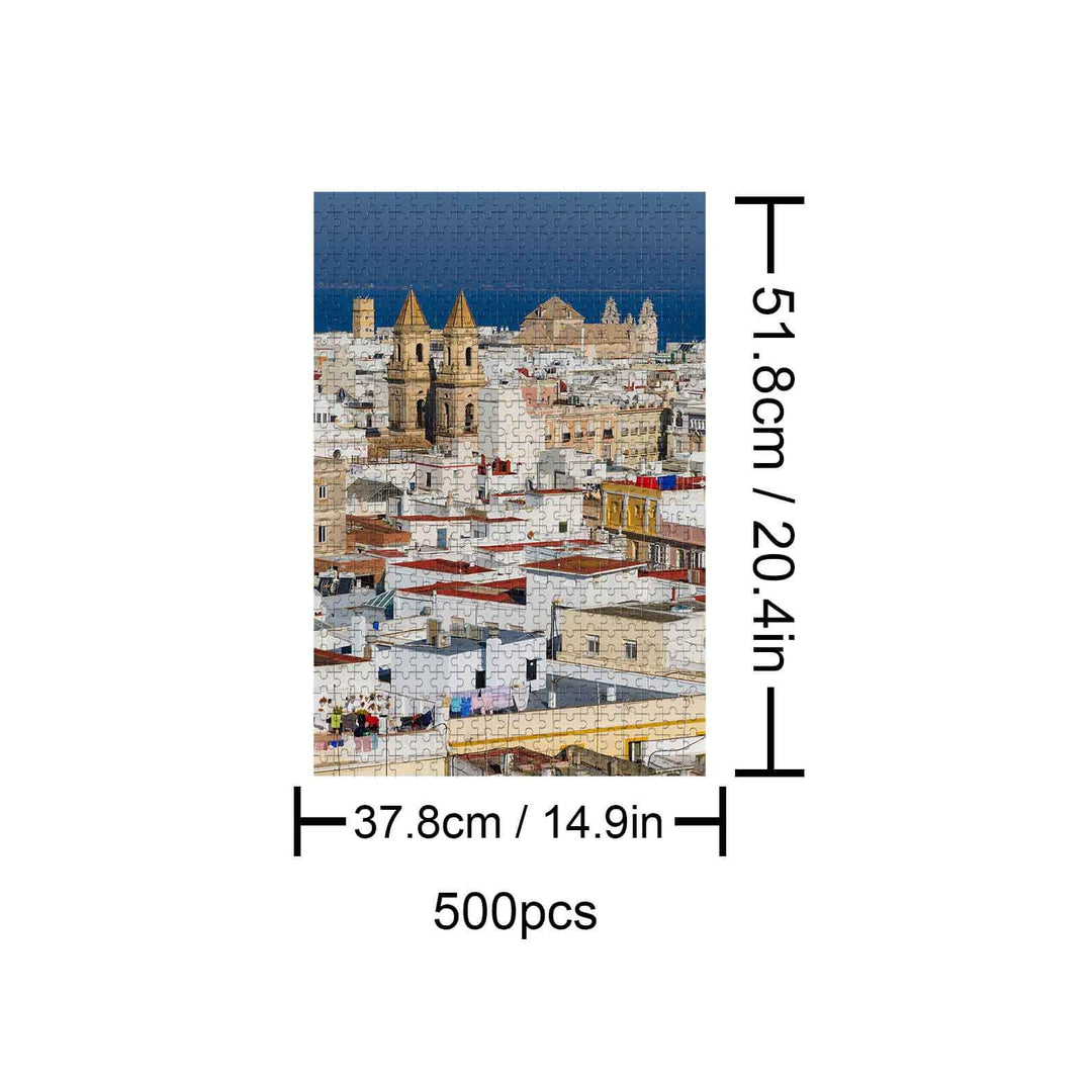 Exotic Town 500-piece puzzle showcasing a scenic urban landscape, designed for puzzle enthusiasts and mind game lovers.
